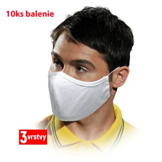 Higijenske pamučne troslojne maske SAFER WHITE, 10 komada