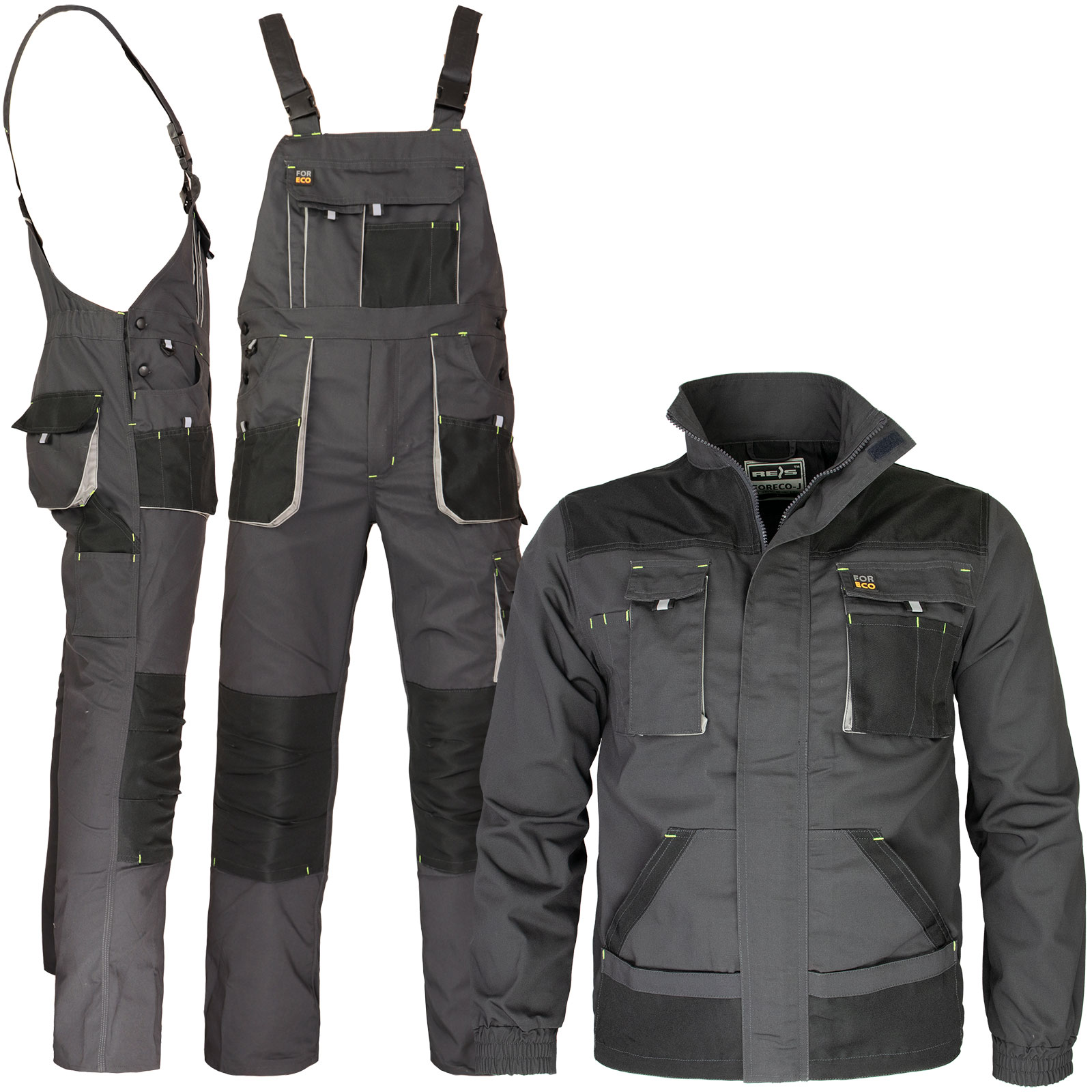 Arbeitsanzug mit Hosenträgern FORCE GREY Arbeitsanzug mit Hosenträgern FORCE GREY