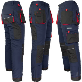 Zimske radne hlače do struka PROFI NAVY RED