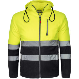 HIVIS HOOD BLACK reflektirajuća flis dukserica s kapuljačom