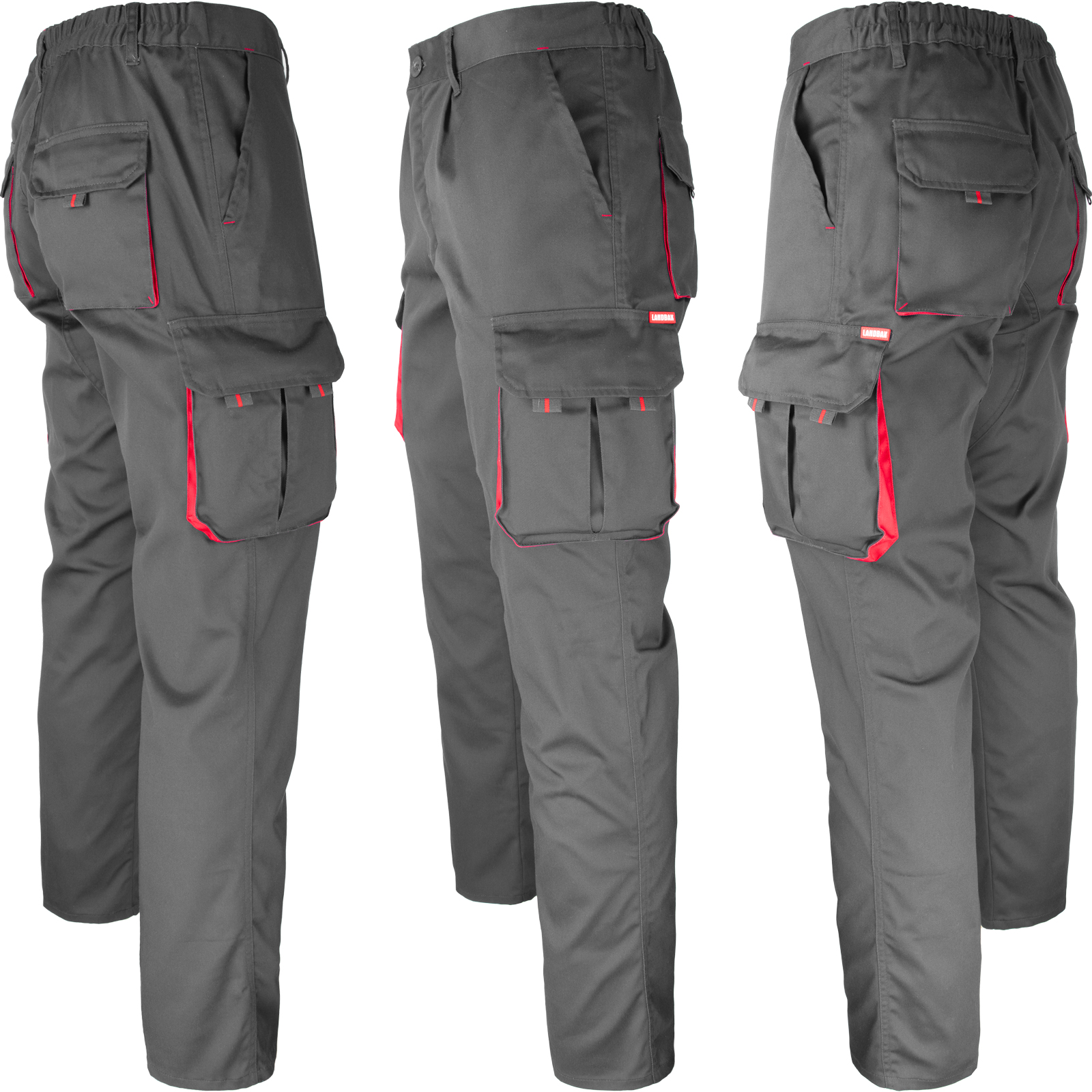 Radne hlače s elastanom MANNLAND GREY RED Radne hlače s elastanom MANNLAND GREY RED